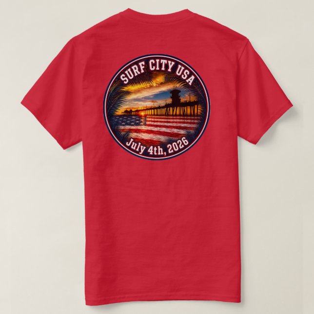 SURF CITY USA - 4 juli 2026  T Shirt (Design baksida)