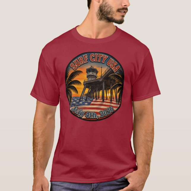 SURF CITY USA - 4 juli  T Shirt (Framsida)