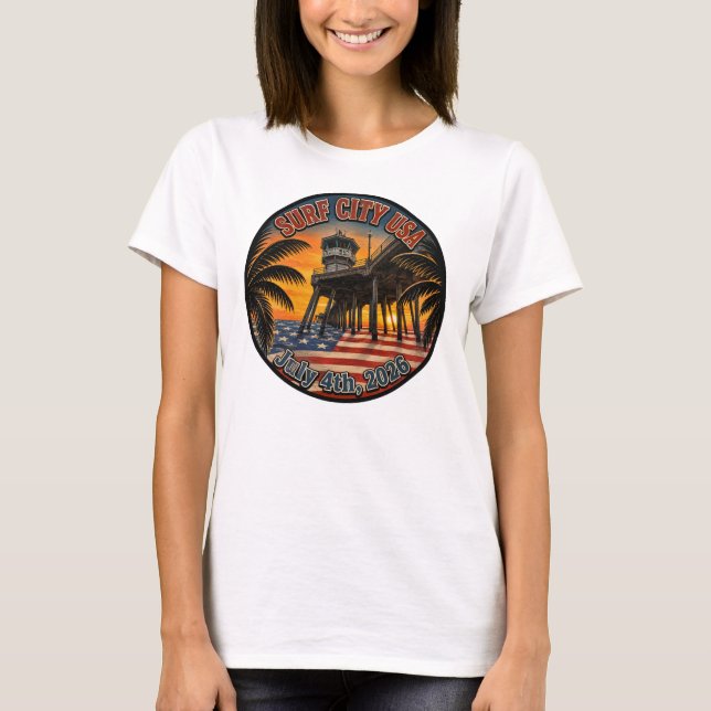 SURF CITY USA 4 juli T Shirt (Framsida)