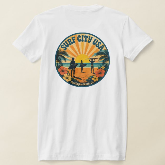 SURF CITY USA (70-tals Retro)  T Shirt (Laydown Baksida)
