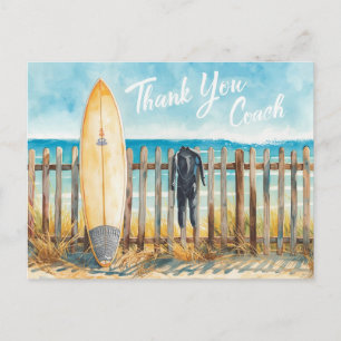 Surf Coach Tacksamhets vykort Coastal Surfboard