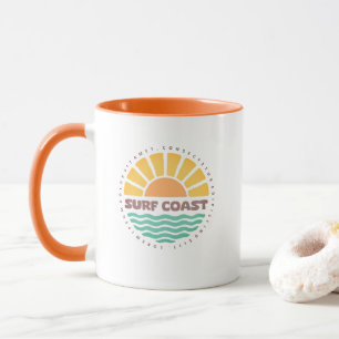 Surf Coast Vintage Solnedgång Strand Retro Design Mugg