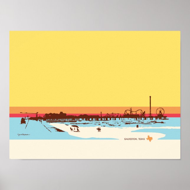 Surf Dagar - Galveston Island, Pleasure Pier Poster (Framsidan)