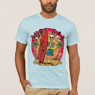 Surf Day Skeleton Beach T-Shirt för män och kvinno