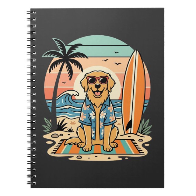 Surf Dog Retro Strand Sommar Anteckningsbok (Framsidan)
