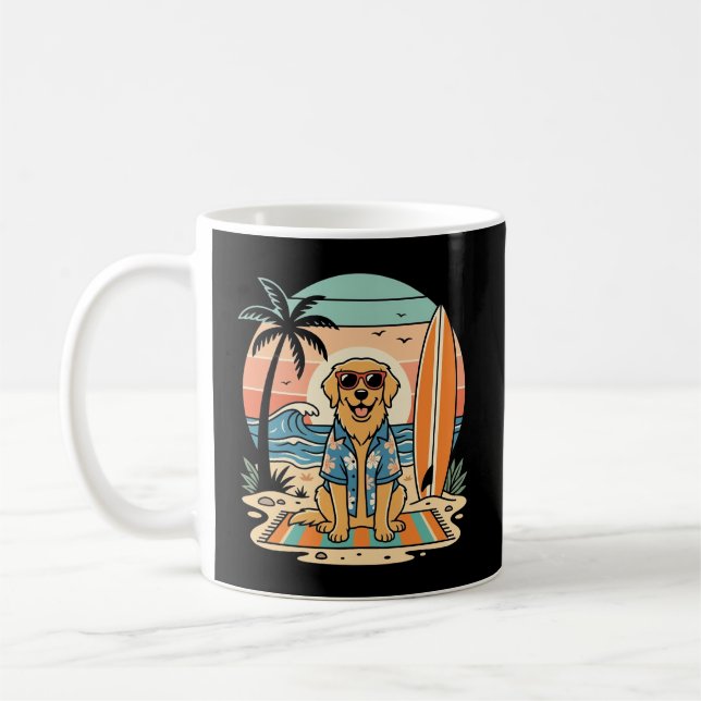 Surf Dog Retro Strand Sommar Kaffemugg (Vänster)