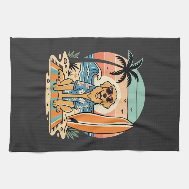 Surf Dog Retro Strand Sommar Kökshandduk (Horisontell)