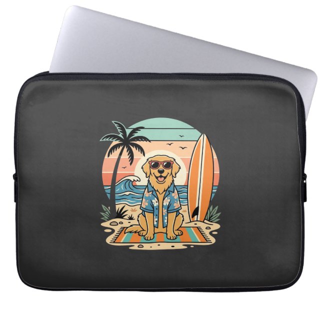 Surf Dog Retro Strand Sommar Laptop Fodral (Framsidan)