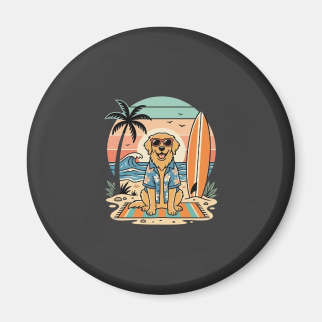 Surf Dog Retro Strand Sommar Magnet (Framsidan)