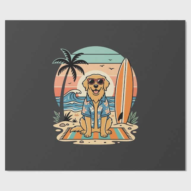 Surf Dog Retro Strand Sommar Presentpapper (Platt)