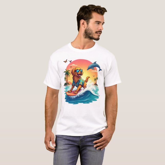 Surf Dog Vibes 🐶 Golden Retriever Summer Tee (Hel framsida)