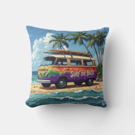 Surf eller ingenting Groovy Retro Hippie Surfare S Kudde