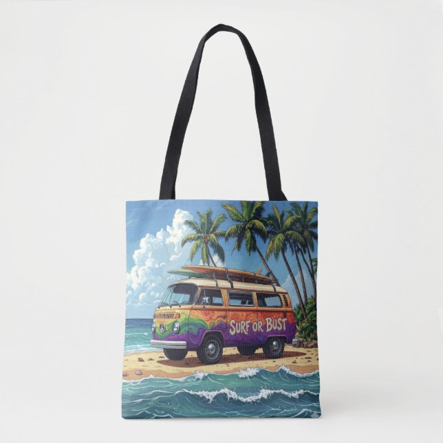 Surf eller ingenting Groovy Retro Hippie Surfare S Tygkasse (Framsida)