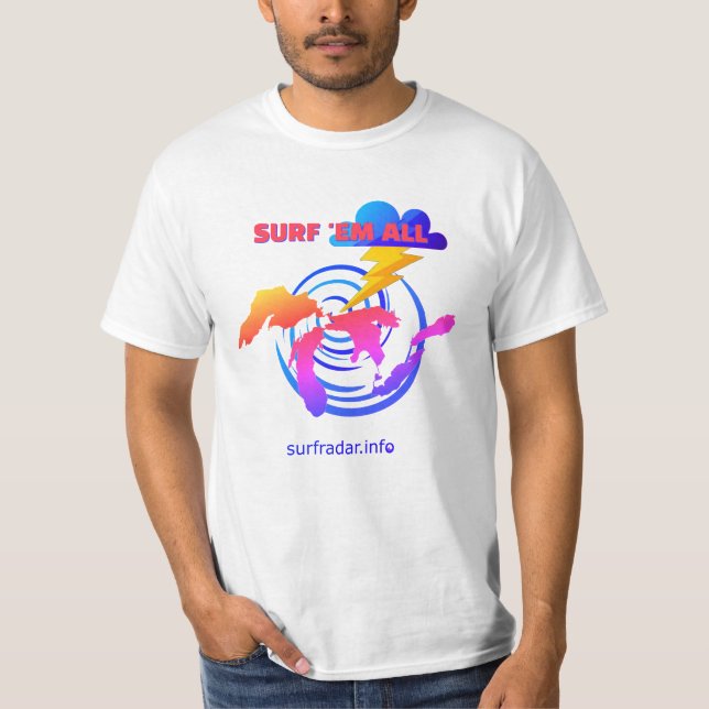 Surf 'em all. TLW. Surfing the Great Lakes T Shirt (Framsida)