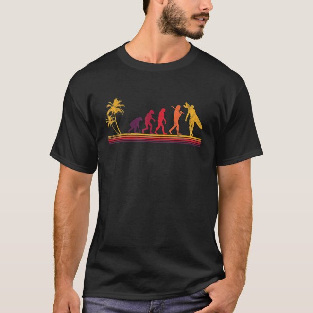 Surf evolution Retro Surfer palmer Trópico  T Shirt (Framsida)