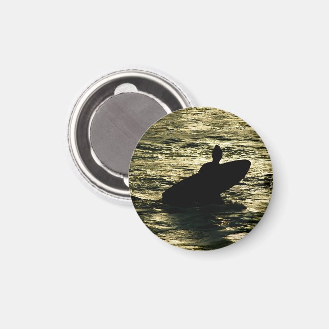 Surf Golden Hour Bali Rund Magnet (Front/Back)