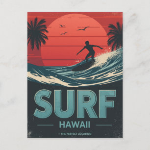 Surf Hawaii Solnedgångsvibbar Vykort