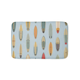 Surf Life | Retro Kustblå Surfbräda Grafik Badrumsmatta