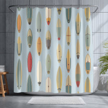 Surf Life | Retro Kustnära Blå Surfbräda Print