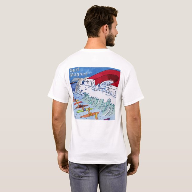 Surf Magnet män vit T-shirt baksida (Hel baksida)