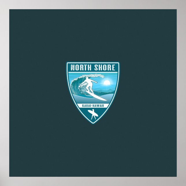 Surf North Shore Kauai Hawaii Poster (Framsidan)