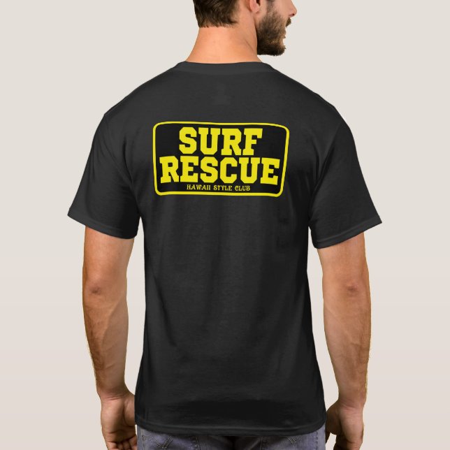 SURF RESCUE BLK  back print T Shirt (Baksida)
