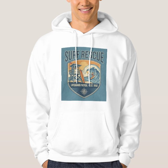 Surf Rescue Lifeguard Patrol Est 1950 Hoodie (Framsida)