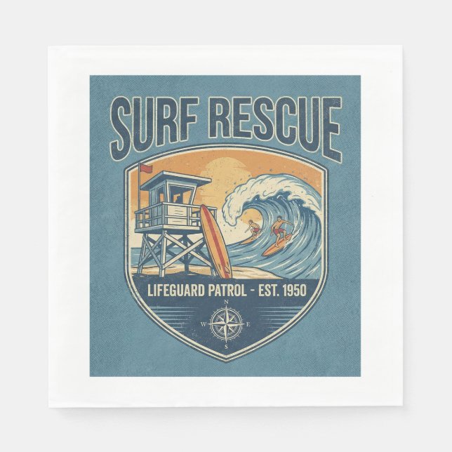 Surf Rescue Lifeguard Patrol Est 1950 Pappersservett (Framsidan)
