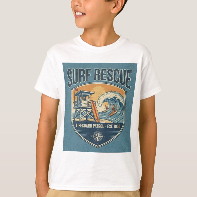 Surf Rescue Lifeguard Patrol Est 1950 T Shirt (Framsida)