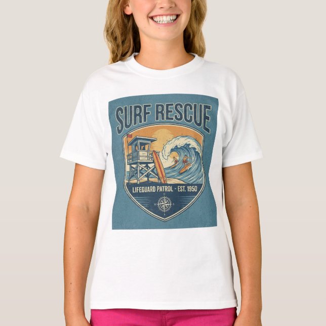 Surf Rescue Lifeguard Patrol Est 1950 T Shirt (Framsida)