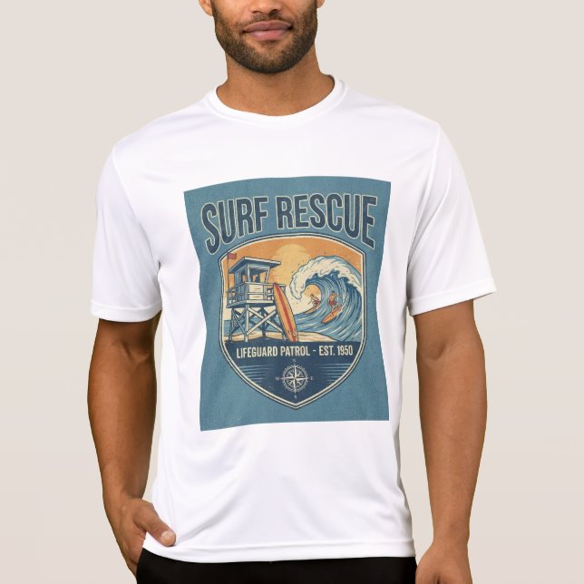 Surf Rescue Lifeguard Patrol Est 1950 T Shirt (Framsida)