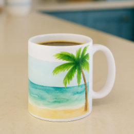 Surf Sand Palmträd Kaffe Kaffemugg