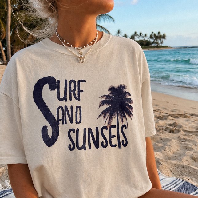 Surf Sand Solnedgångar  Beach Vibes T-Shirt (Skapare uppladdad)