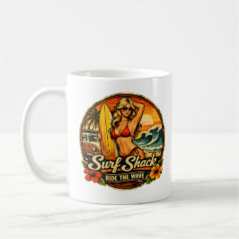 Surf Shack Surfer Pin-Up | Ride The Wave Beach Kaffemugg