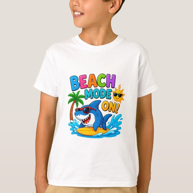 🌊 Surf Shark Tecknad För Sommar Glädje 🏄 T Shirt (Framsida)