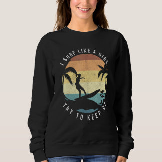 Surf som en tjej Surfing Retro surfare Vintage kvi T Shirt