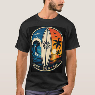 Surf Sun Sea Vintage-märke – Surfbräda Solnedgång T Shirt