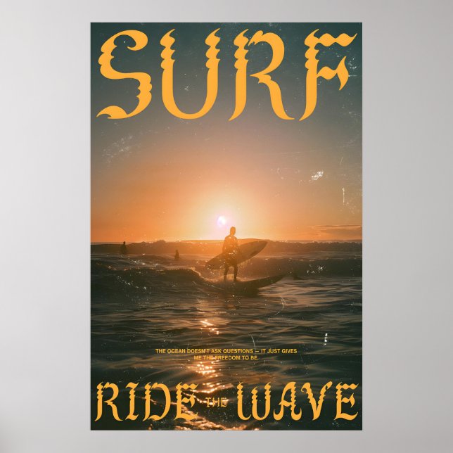 Surf Sunset Art Print Vintage Ocean Wave Poster (Framsidan)