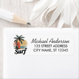 Surf Surfing Beach Surfboard Returadress Etikett