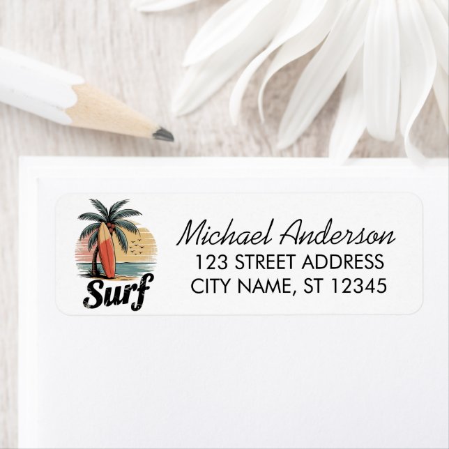 Surf Surfing Beach Surfboard Returadress   Etikett (Insitu)