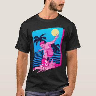Surf Synthwave Solnedgång Palmträd Surfing 80-tals T Shirt