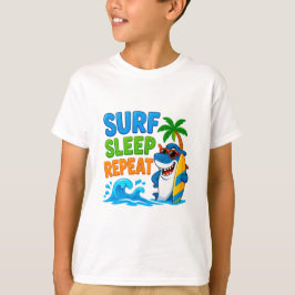 🦈 Surf Tecknad Sommarstil För Barn 🌊 T Shirt