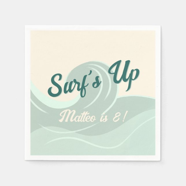 Surf-tema För Barns Födelsedagsfest Pappersservett (Framsidan)