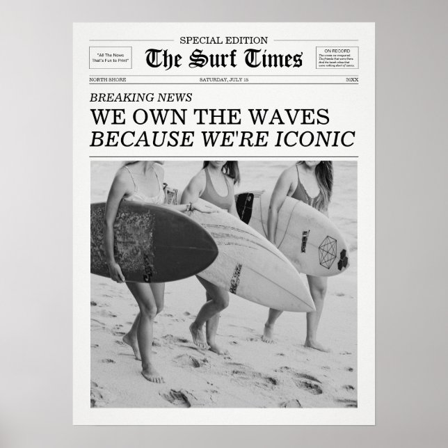 Surf Times Tidning Vi Äger Vågorna Poster (Framsidan)