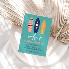 Surf Up Girl Surfboard Födelsedagsfest Invit Inbjudningar