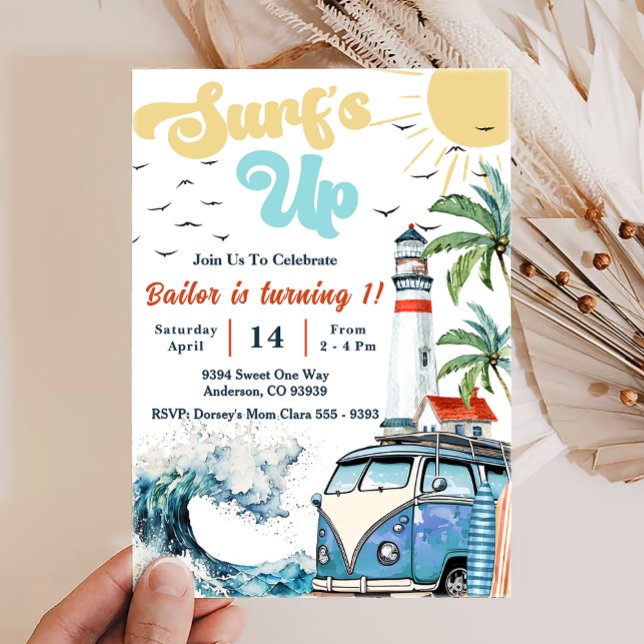 Surf Up Sol Shine Beach Birthday Inbjudningar (Skapare uppladdad)