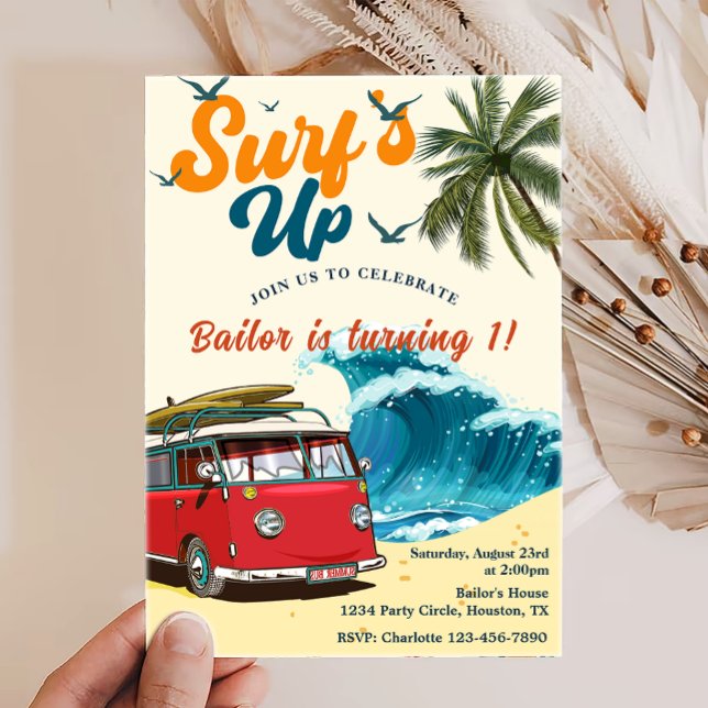 Surf Up Sol Shine Beach Birthday Inbjudningar (Skapare uppladdad)