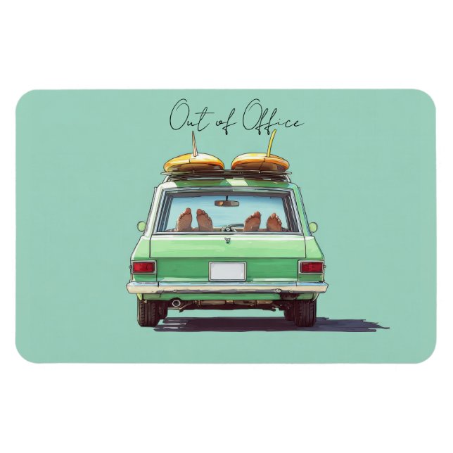 Surf Wagon Road Trip – Retro strandbil Magnet (Horisontell)