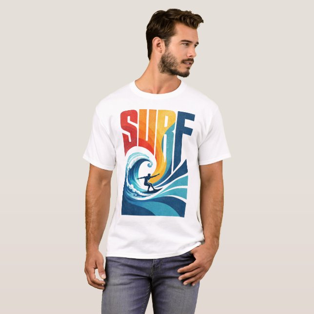 SURF Wave Surfer – Retro Surf Livsstils Konst T Shirt (Hel framsida)