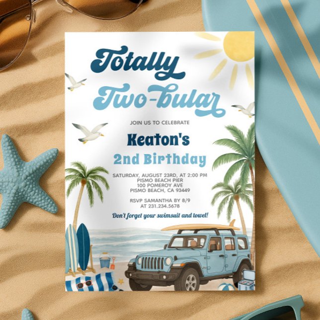 Surfa 2:a födelsedagsinbjudan - totalt 2-bitars inbjudningar (Surf 2nd Birthday Invitation - Totally Two-Bular
)
